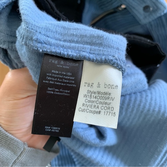 Rag & Bone Skirt Blue Corduroy Straight Cut Moto Biker Zip Front Mini Size 6 - Picture 6 of 7
